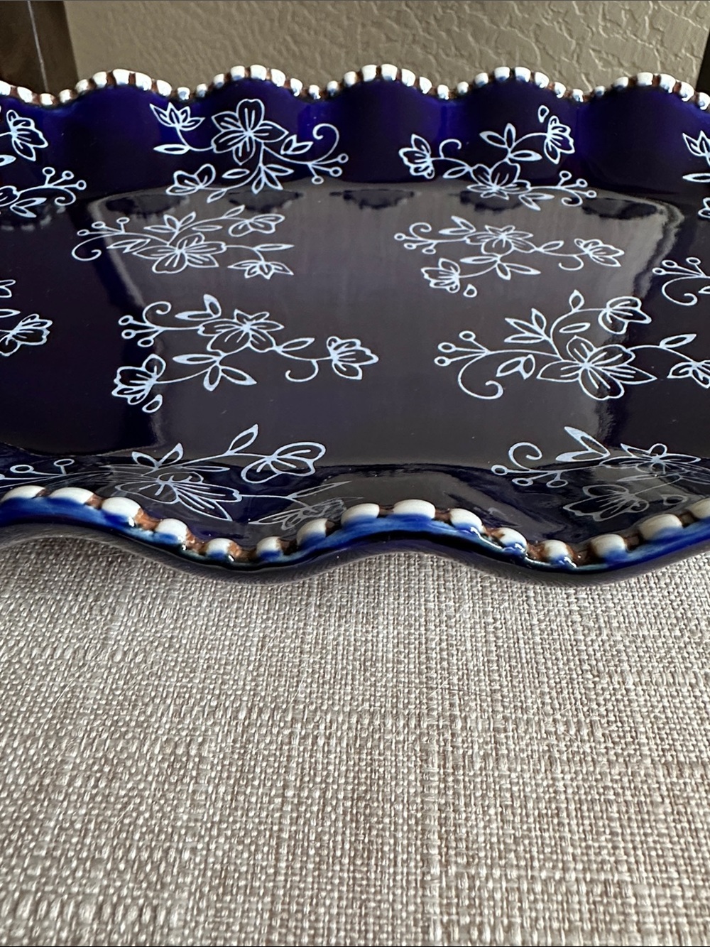 Temp-Tations by Tara Blue Floral Lace Ceramic Serving Platter - Picture 3 of 7